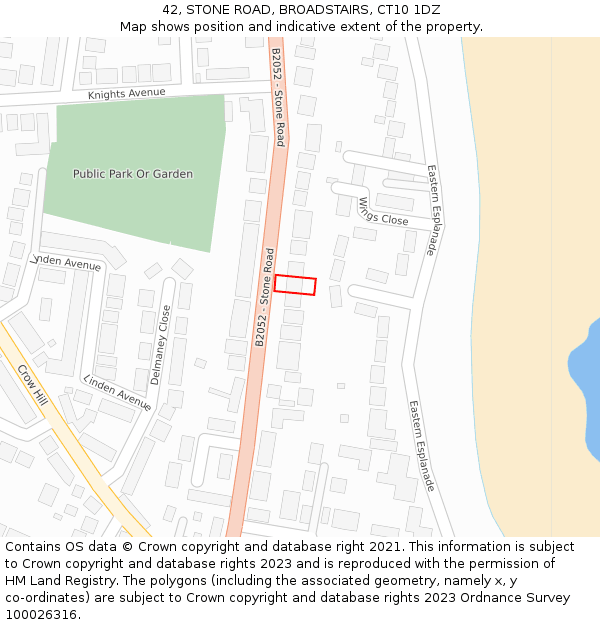 42, STONE ROAD, BROADSTAIRS, CT10 1DZ: Location map and indicative extent of plot