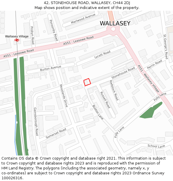 42, STONEHOUSE ROAD, WALLASEY, CH44 2DJ: Location map and indicative extent of plot