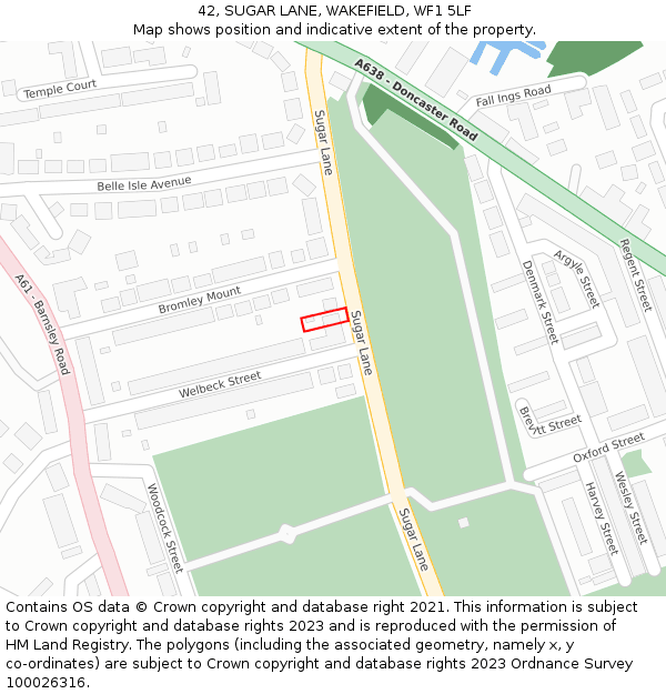 42, SUGAR LANE, WAKEFIELD, WF1 5LF: Location map and indicative extent of plot