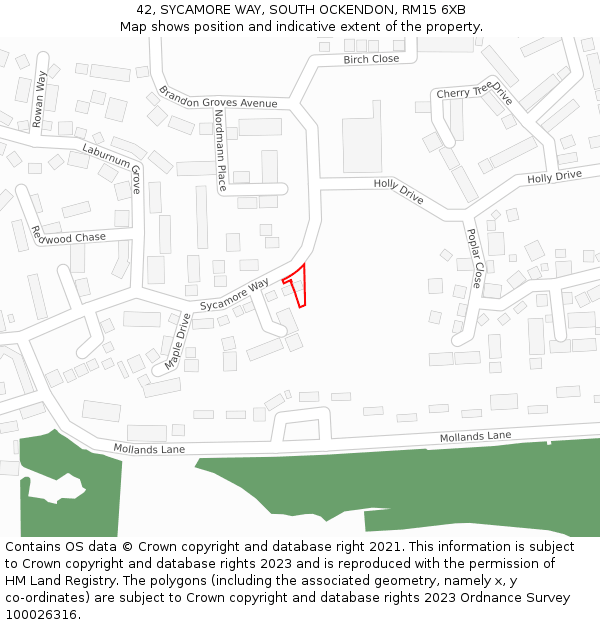 42, SYCAMORE WAY, SOUTH OCKENDON, RM15 6XB: Location map and indicative extent of plot