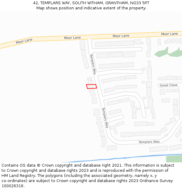 42, TEMPLARS WAY, SOUTH WITHAM, GRANTHAM, NG33 5PT: Location map and indicative extent of plot