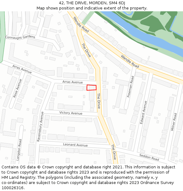 42, THE DRIVE, MORDEN, SM4 6DJ: Location map and indicative extent of plot