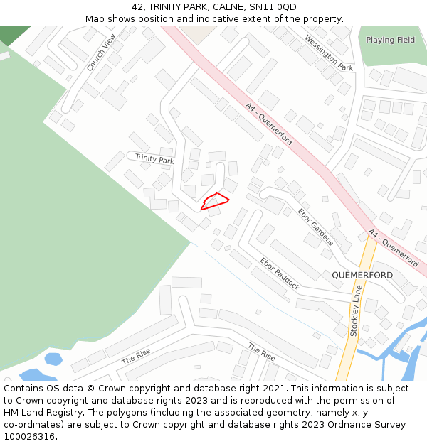 42, TRINITY PARK, CALNE, SN11 0QD: Location map and indicative extent of plot