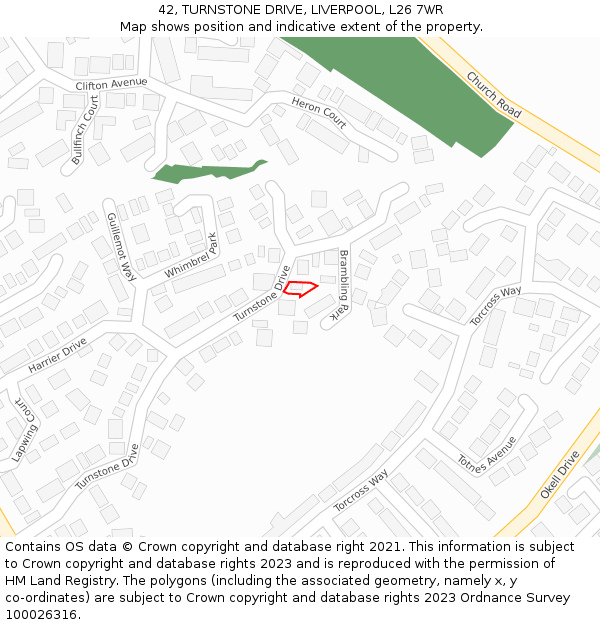 42, TURNSTONE DRIVE, LIVERPOOL, L26 7WR: Location map and indicative extent of plot