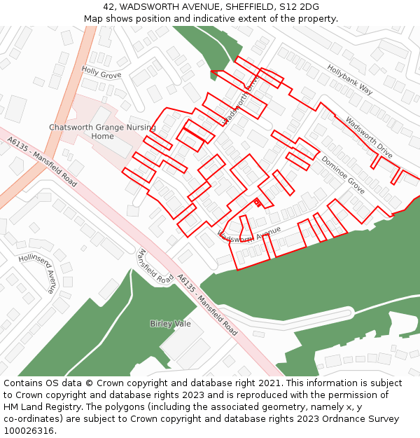 42, WADSWORTH AVENUE, SHEFFIELD, S12 2DG: Location map and indicative extent of plot
