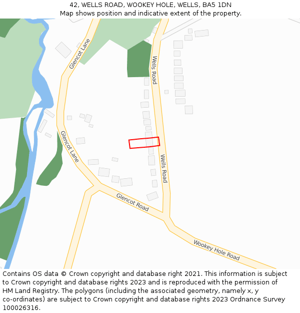 42, WELLS ROAD, WOOKEY HOLE, WELLS, BA5 1DN: Location map and indicative extent of plot