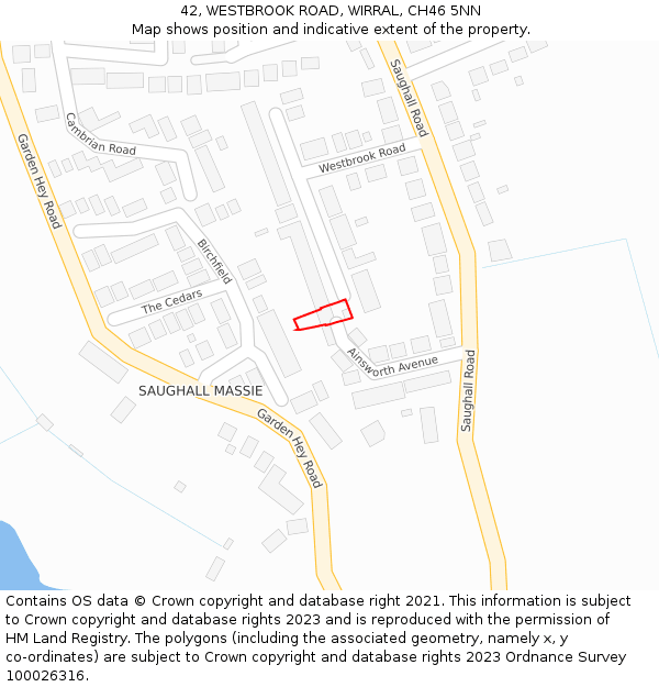 42, WESTBROOK ROAD, WIRRAL, CH46 5NN: Location map and indicative extent of plot