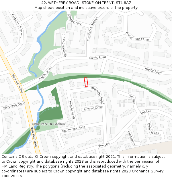 42, WETHERBY ROAD, STOKE-ON-TRENT, ST4 8AZ: Location map and indicative extent of plot
