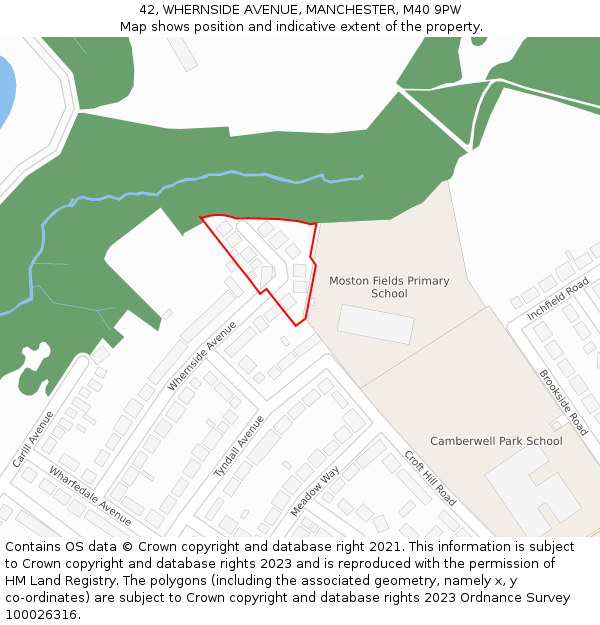 42, WHERNSIDE AVENUE, MANCHESTER, M40 9PW: Location map and indicative extent of plot