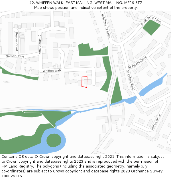 42, WHIFFEN WALK, EAST MALLING, WEST MALLING, ME19 6TZ: Location map and indicative extent of plot