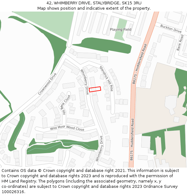 42, WHIMBERRY DRIVE, STALYBRIDGE, SK15 3RU: Location map and indicative extent of plot