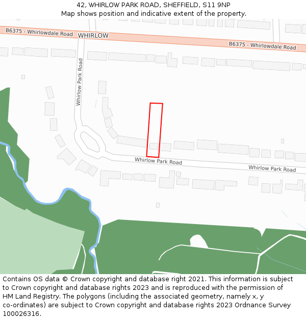 42, WHIRLOW PARK ROAD, SHEFFIELD, S11 9NP: Location map and indicative extent of plot