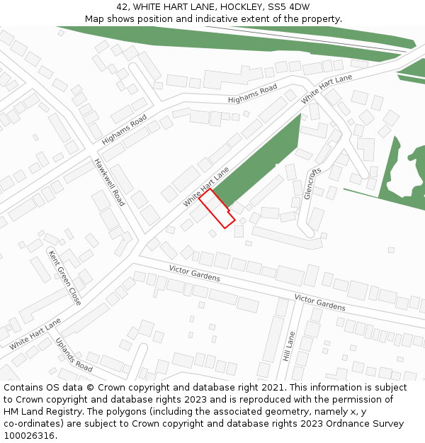 42, WHITE HART LANE, HOCKLEY, SS5 4DW: Location map and indicative extent of plot