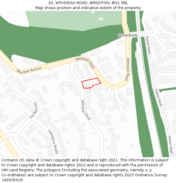 42, WITHDEAN ROAD, BRIGHTON, BN1 5BL: Location map and indicative extent of plot
