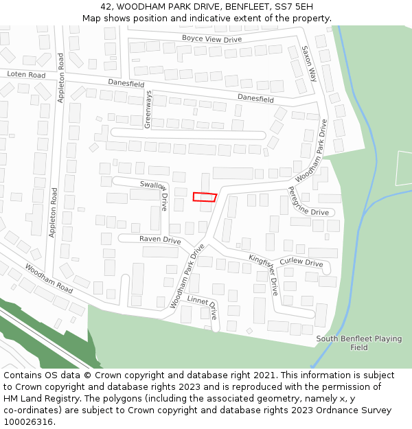 42, WOODHAM PARK DRIVE, BENFLEET, SS7 5EH: Location map and indicative extent of plot