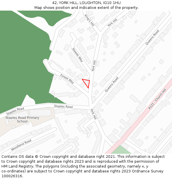 42, YORK HILL, LOUGHTON, IG10 1HU: Location map and indicative extent of plot