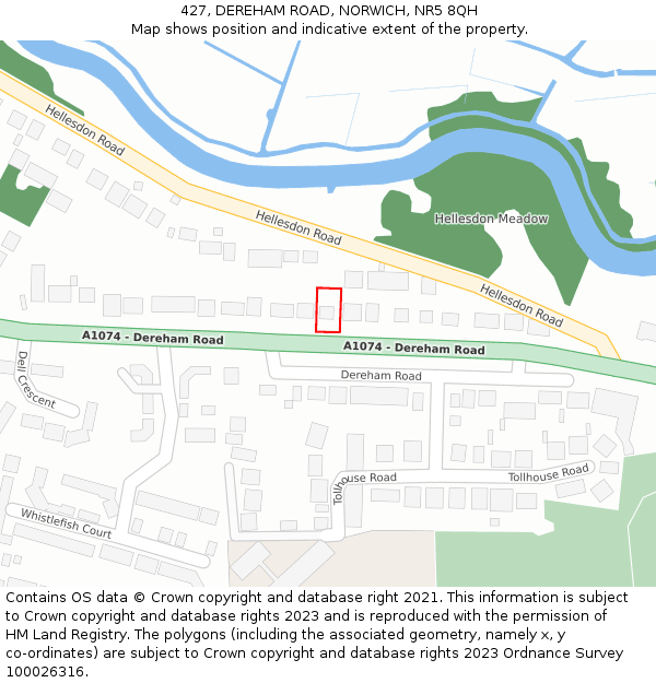 427, DEREHAM ROAD, NORWICH, NR5 8QH: Location map and indicative extent of plot