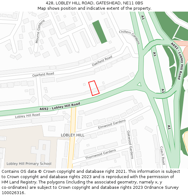 428, LOBLEY HILL ROAD, GATESHEAD, NE11 0BS: Location map and indicative extent of plot