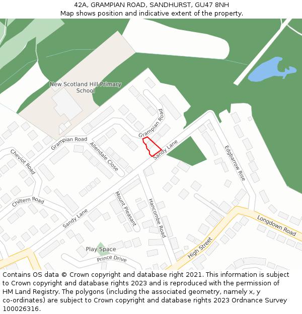 42A, GRAMPIAN ROAD, SANDHURST, GU47 8NH: Location map and indicative extent of plot