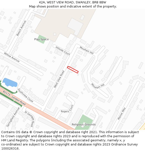 42A, WEST VIEW ROAD, SWANLEY, BR8 8BW: Location map and indicative extent of plot