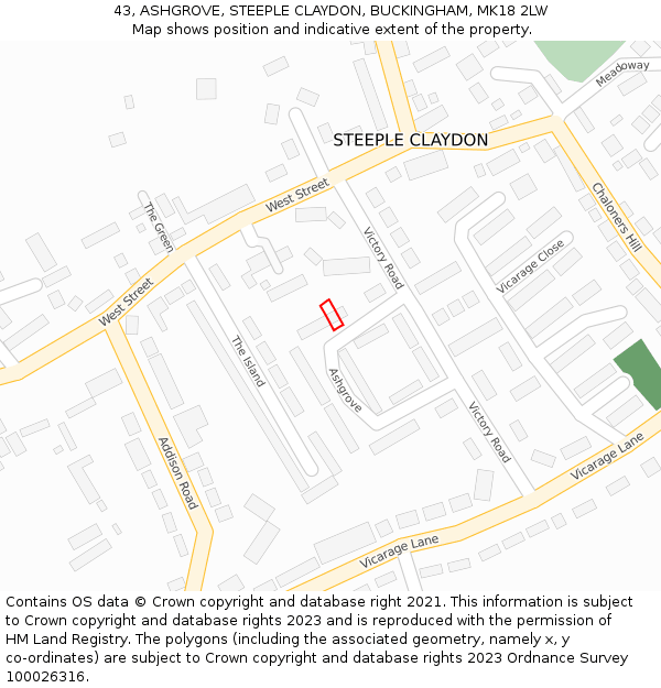 43, ASHGROVE, STEEPLE CLAYDON, BUCKINGHAM, MK18 2LW: Location map and indicative extent of plot