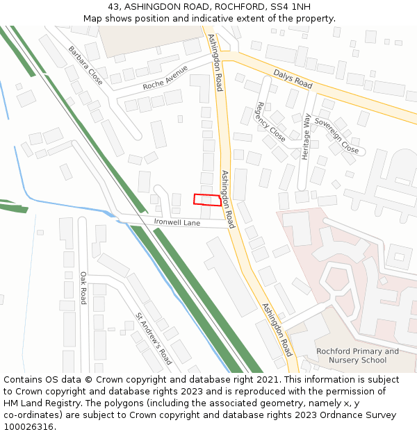 43, ASHINGDON ROAD, ROCHFORD, SS4 1NH: Location map and indicative extent of plot