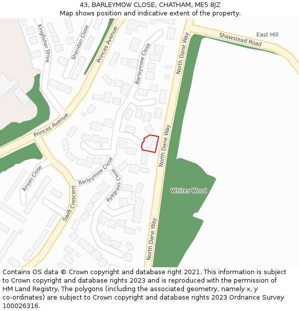 43, BARLEYMOW CLOSE, CHATHAM, ME5 8JZ: Location map and indicative extent of plot