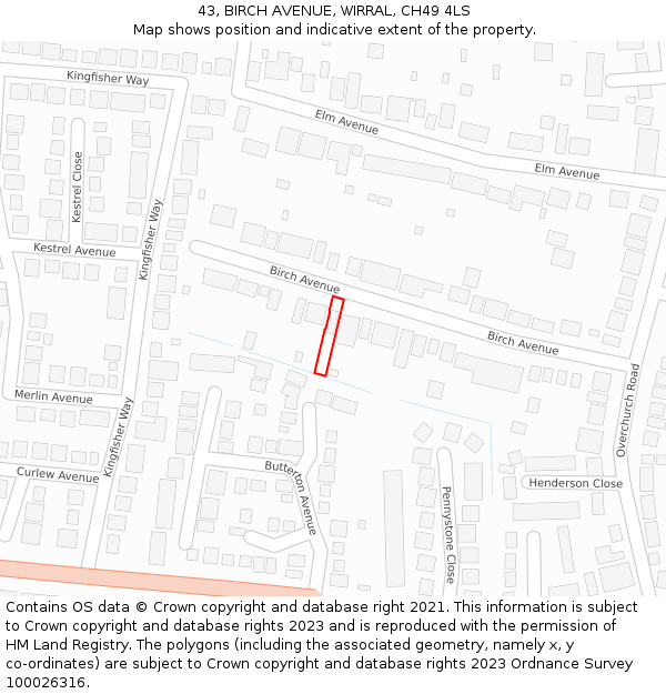 43, BIRCH AVENUE, WIRRAL, CH49 4LS: Location map and indicative extent of plot