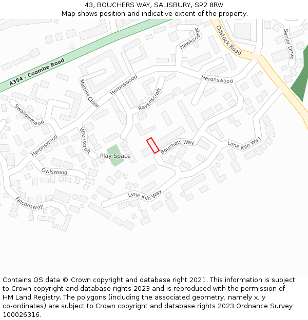 43, BOUCHERS WAY, SALISBURY, SP2 8RW: Location map and indicative extent of plot