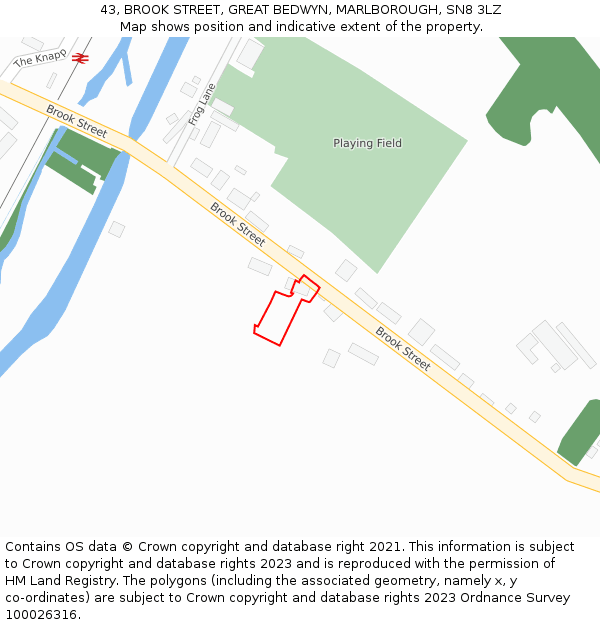 43, BROOK STREET, GREAT BEDWYN, MARLBOROUGH, SN8 3LZ: Location map and indicative extent of plot