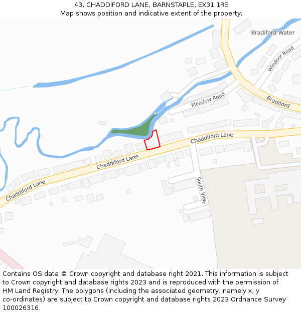 43, CHADDIFORD LANE, BARNSTAPLE, EX31 1RE: Location map and indicative extent of plot