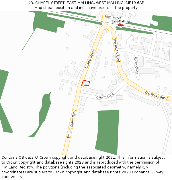 43, CHAPEL STREET, EAST MALLING, WEST MALLING, ME19 6AP: Location map and indicative extent of plot