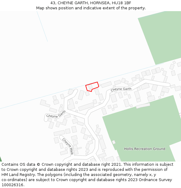 43, CHEYNE GARTH, HORNSEA, HU18 1BF: Location map and indicative extent of plot