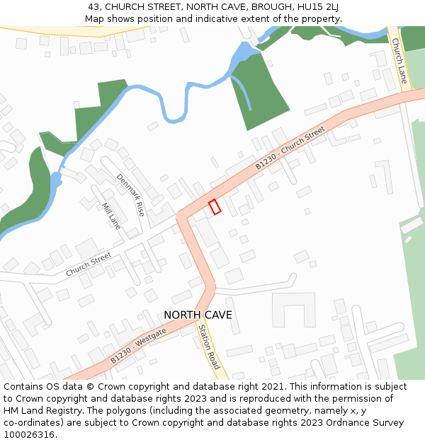 43, CHURCH STREET, NORTH CAVE, BROUGH, HU15 2LJ: Location map and indicative extent of plot
