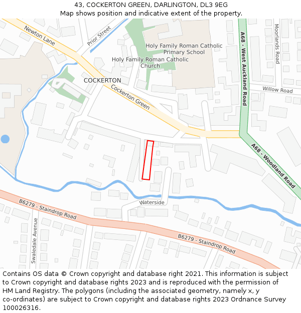 43, COCKERTON GREEN, DARLINGTON, DL3 9EG: Location map and indicative extent of plot