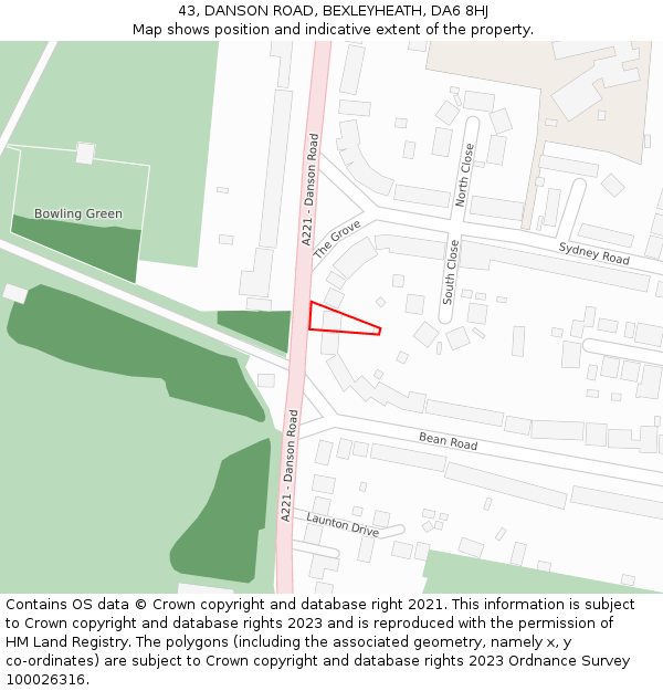 43, DANSON ROAD, BEXLEYHEATH, DA6 8HJ: Location map and indicative extent of plot