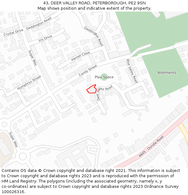 43, DEER VALLEY ROAD, PETERBOROUGH, PE2 9SN: Location map and indicative extent of plot