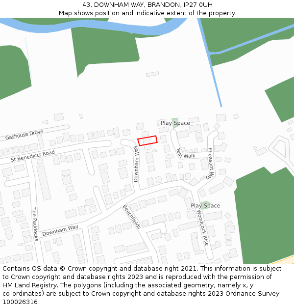 43, DOWNHAM WAY, BRANDON, IP27 0UH: Location map and indicative extent of plot