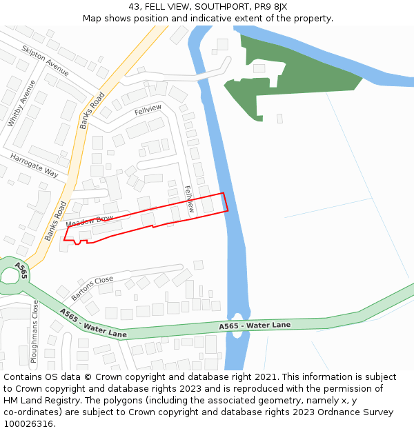 43, FELL VIEW, SOUTHPORT, PR9 8JX: Location map and indicative extent of plot