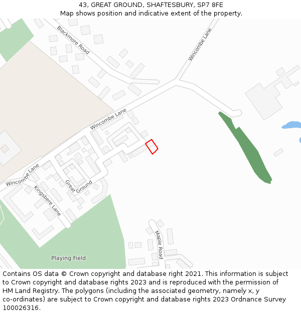 43, GREAT GROUND, SHAFTESBURY, SP7 8FE: Location map and indicative extent of plot