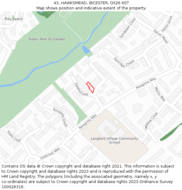 43, HAWKSMEAD, BICESTER, OX26 6ST: Location map and indicative extent of plot