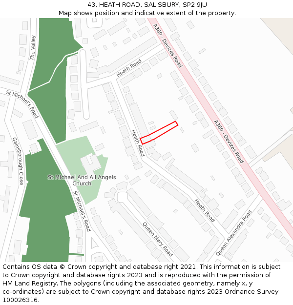 43, HEATH ROAD, SALISBURY, SP2 9JU: Location map and indicative extent of plot