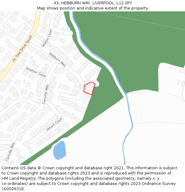 43, HEBBURN WAY, LIVERPOOL, L12 0PY: Location map and indicative extent of plot