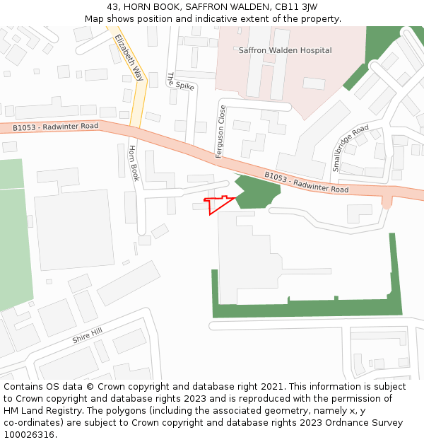 43, HORN BOOK, SAFFRON WALDEN, CB11 3JW: Location map and indicative extent of plot