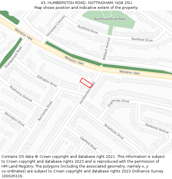 43, HUMBERSTON ROAD, NOTTINGHAM, NG8 2SU: Location map and indicative extent of plot