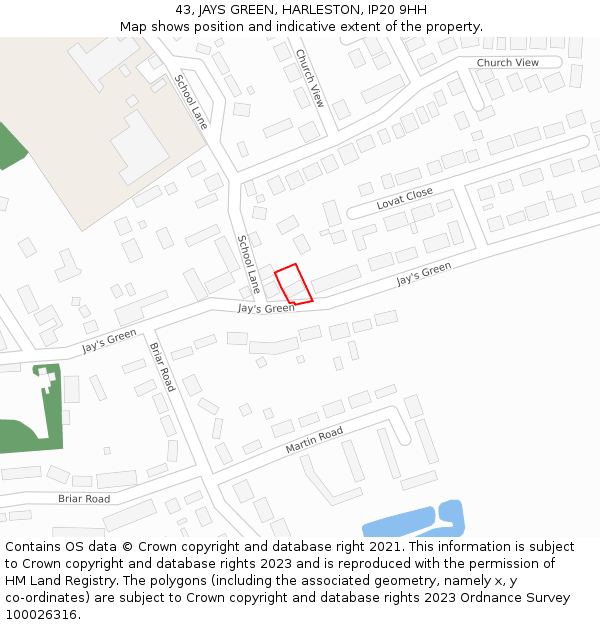 43, JAYS GREEN, HARLESTON, IP20 9HH: Location map and indicative extent of plot