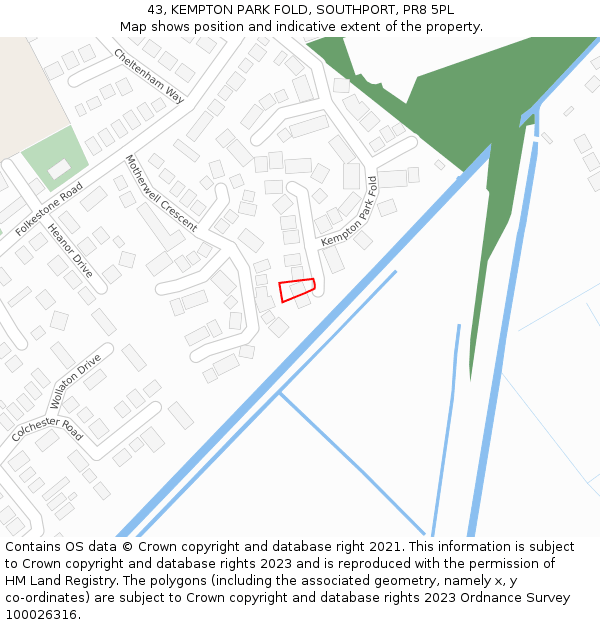 43, KEMPTON PARK FOLD, SOUTHPORT, PR8 5PL: Location map and indicative extent of plot