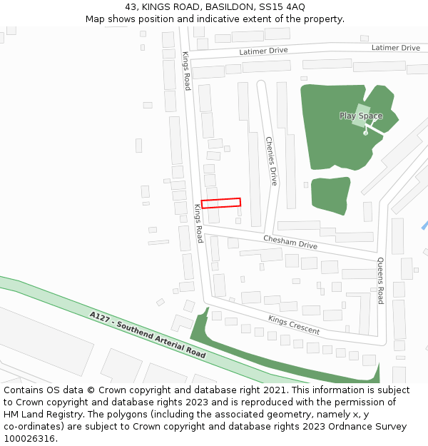 43, KINGS ROAD, BASILDON, SS15 4AQ: Location map and indicative extent of plot