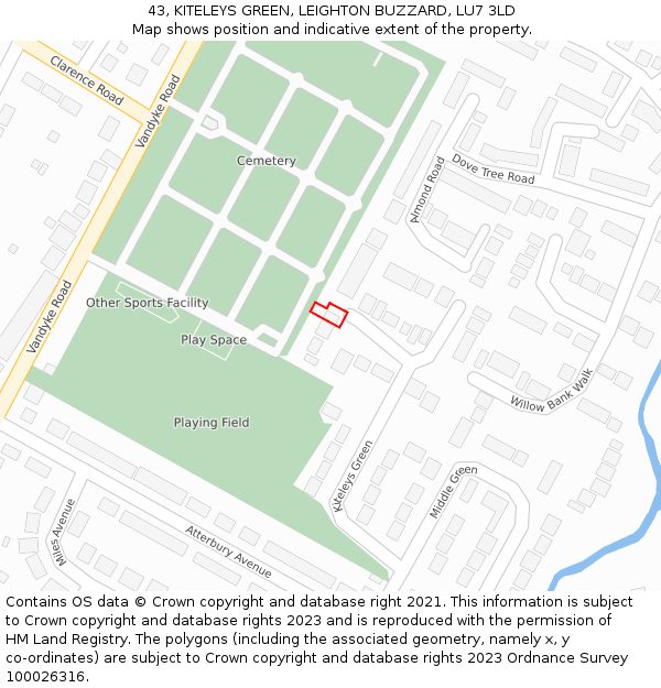 43, KITELEYS GREEN, LEIGHTON BUZZARD, LU7 3LD: Location map and indicative extent of plot