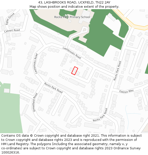 43, LASHBROOKS ROAD, UCKFIELD, TN22 2AY: Location map and indicative extent of plot